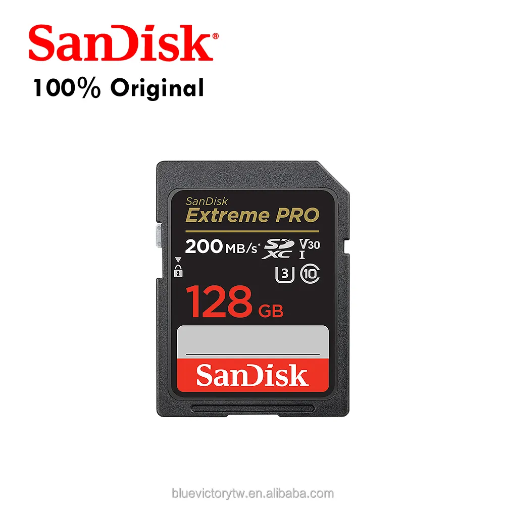 SanDisk kartu memori UHS-I Pro SDXC Extreme 128GB, kartu SD, 200MB/dtk, V30, U3, C10, SDSDXXD-128G-GN4IN