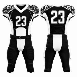Ensemble Maillot et Short de Football Américain Personnalisé Sublimé pour Homme – Col en V, Anti-Transpiration, Ajusté, Sans Manches, Noir et Blanc - Product Image 5