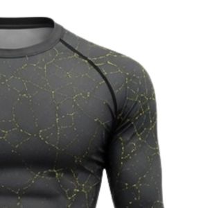 Charcoal Grey Long Sleeve Compression <b>Shirt</b> Crackle Print Athletic Training Gym Workout Breathable Quick Dry Performance Sports - Product Image 4