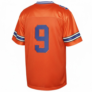 เสื้อฟุตบอลอเมริกันสีส้ม คอวี แขนสั้น เบอร์ 9 พิมพ์ลายแบบซับลิเมชั่น ผ้าตาข่ายระบายอากาศ สำหรับผู้ชาย - Product Image 4