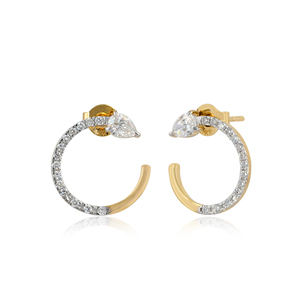 Pendientes de Aro con Diamantes Cultivados en Laboratorio de Oro de 14K, Pendientes de Aro Abiertos con Diamantes de Lujo para Mujer - Product Image 1
