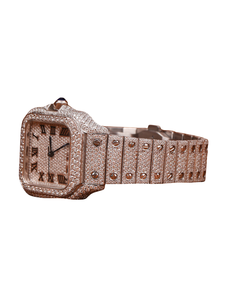 Reloj de Lujo Moderno con Esfera Blanca y Diamantes Moissanite VVS de Corte Redondo, Correa Personalizada en Oro Blanco - Product Image 3