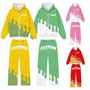 Autumn Joggers Sets Wholesale Men's <b>Polyester</b> <b>Hoodie</b> Jacket Zipper Design Pattern Custom Sublimation Tracksuits - Product Image 2