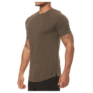 Ropa de calle de alta calidad para entrenamiento en gimnasio, camiseta informal de hip hop de 95% algodón y 5% licra, corte lateral, dobladillo curvo, venta al por mayor - Product Image 2