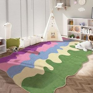 Tappeto in misto poliestere di alta qualità con motivo astratto, morbido effetto velluto, tappetini colorati per bambini per soggiorno e camera da letto - Product Image 1