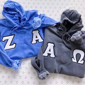 เสื้อฮู้ดดี้พรีเมียมสำหรับผู้หญิง รุ่นเชนิลล์ เดลต้า |   เสื้อฮู้ดผ้าฝ้ายยูนิเซ็กซ์ลายปักแกมมาสำหรับชมรมนักศึกษากรีก - Product Image 6