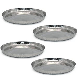 Ensemble de plateaux de service ronds en acier inoxydable martelé de qualité supérieure pour la maison, la cuisine et la salle à manger - Product Image 5