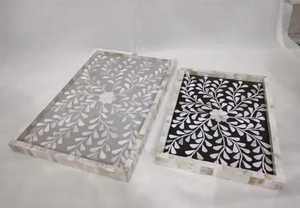 Luminous Heritage Handcrafted Mother of Pearl & Bone Inlay Tray Custom Luxury Homeware for Elegant Dining, Kitchen, and Gifting - Product Image 3