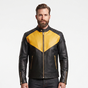 <b>Men's</b> Slim Fit Cowhide Motorcycle <b>Jacket</b> <b>Men</b> Zip-Up <b>Leather</b> Biker <b>Jacket</b> <b>Mens</b> Stand collar <b>Leather</b> Motorcycle <b>Jackets</b> - Product Image 6