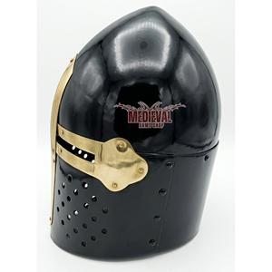 Casco de Caballero Cruzado Medieval Negro Hecho a Mano de Acero Pulido para Recreación Histórica, Navidad y Halloween - Product Image 5