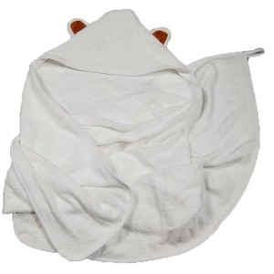 <b>White</b> Bunny Hooded <b>Towel</b> With Embroidered Face Soft Cotton Wrap For Newborns Kids Bath <b>Towel</b> - Product Image 2