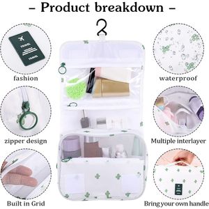 Pengxiaomei Borsa da Viaggio Multifunzione Portatile per Trucchi, Impermeabile, con Manico Comodo per Uso in Bagno - Product Image 2