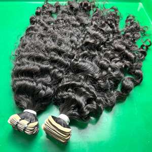 Wholesale Price Sofr Burmese curly Tape Ins Hair Extensions Super Double Drawn Cuticle Aligned Human Hair - Product Image 2