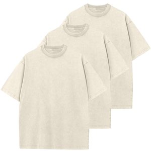 T-shirts vierges 100 % coton épais, blancs unis, personnalisables, pour hommes, coupe oversize, col rond, prix de gros - Product Image 3