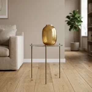 Table d'appoint en fer avec plateau en verre, table d'appoint moderne en métal pour salon, chambre, hôtel, décoration intérieure - Product Image 2