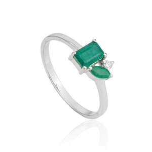Elegant New Design 925 Sterling <b>Silver</b> Natural <b>Emerald</b> Gemstone & Diamond <b>Ring</b> Everyday Wear Fine Jewelry - Product Image 3
