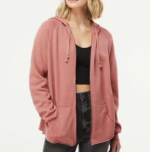 Sweat-shirt à capuche zippé personnalisé pour femme, en molleton, manches raglan, poche kangourou, style streetwear décontracté - Product Image 1