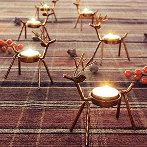 Portavelas de alambre con forma de reno dorado, minimalista, de metal, para decoración navideña, regalos festivos y centros de mesa. - Product Image 6