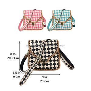 New Arrival Hand Tooled Carving Leather Handbag Gypsy Boho Sling <b>Bag</b> Handmade Western Stylish Checks Design <b>Women</b> Messenger <b>Bags</b> - Product Image 2