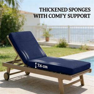 Cuscino per sedia da esterno blu navy in due pezzi, cuscino di ricambio per giardino e tempo libero (solo cuscino) - Product Image 3