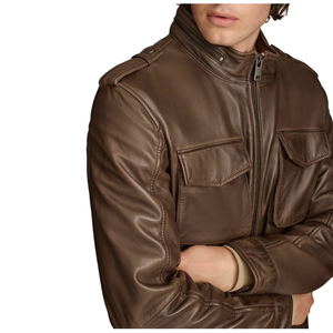 Veste de safari pour homme en cuir d'agneau de qualité supérieure, quatre poches, col montant, saison automne, taille XS, imperméable, coupe-vent, séchage rapide - Product Image 2