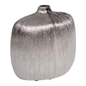 Vase en argent de style nordique en gros |   Vase à fleurs en aluminium texturé mat |   Décoration de table minimaliste |   Vase de luxe électroplaqué - Product Image 1