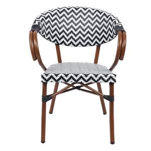 Rattan Garden <b>Chair</b> Blue <b>White</b> Checkered Weave Outdoor Furniture Mediterranean Style Durable Tapered Leg - Pragos - Product Image 4