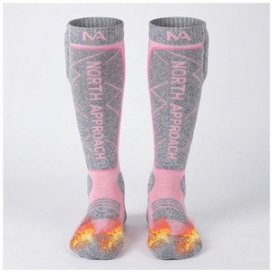 North Approach <b>Knee</b> <b>High</b> <b>Socks</b> Thermo Warm Pink Gray Hiking <b>Socks</b> for Adults Winter Season - Product Image 1