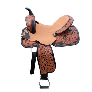 Selle de cheval western en cuir véritable de qualité supérieure, équipement d'équitation pour la course de barils et la randonnée, fournisseur en gros pour l'exportation - Product Image 1