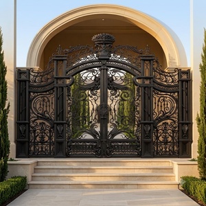 Puerta Doble de Hierro Forjado Estilo Victoriano, Apertura Manual, Recubrimiento en Polvo, Duradera, para Uso Exterior - Product Image 6