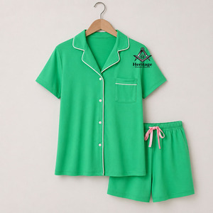 Pyjama femme HMR personnalisé OEM ODM Alpha Kapa brodé, confortable et relaxant, col en V - Product Image 4