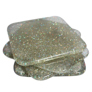 Posavasos Modernos Cuadrados de Resina con Cristales Brillantes, Hechos a Mano, Elegantes, Ecológicos, Duraderos, Decoración de Mesa - Product Image 6