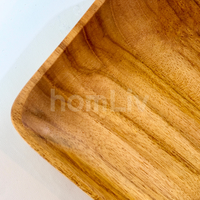 Assiette carrée personnalisée en teck naturel, écologique, sans peinture ni vernis, halal, pour la restauration, durable et sans danger pour les aliments.