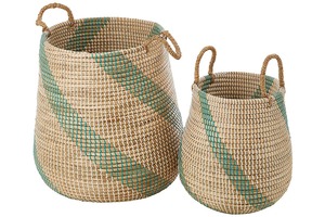 ชุดตะกร้าเก็บของจากหญ้าทะเล 2 ใบ ตะกร้าเก็บของทำมือ ขายส่ง เป็นมิตรกับสิ่งแวดล้อม ผลิตในเวียดนาม - Product Image 2