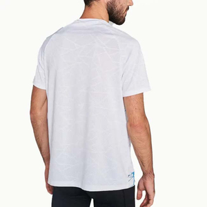 Men's White Short Sleeve O-Neck T-Shirt With Blue <b>Tree</b> Pattern Quick Dry <b>Slim</b> Fit Casual Knitted Polyester Print - Product Image 2