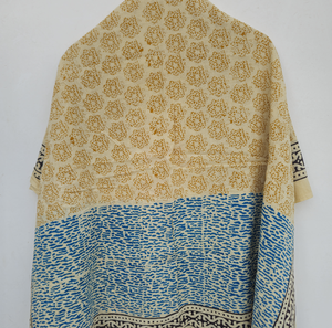 Yellow Hand Block Print Zig Zag Lightweight Soft Long <b>Sarong</b> Wrap Women Boho Beach Pareo Cotton Swimsuit Cover Indian Printed - Product Image 6