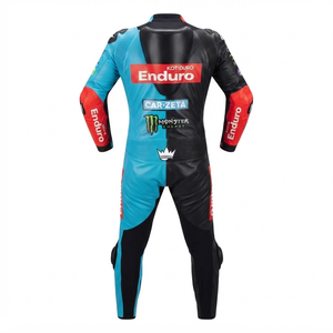 Combinaison de course professionnelle sur mesure pour homme en cuir de vachette/crocodile avec protection de niveau 2 - Product Image 2