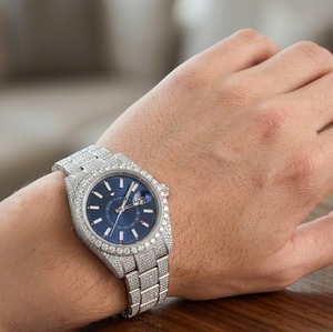 Reloj Clásico con Diamantes Moissanite en Tono Blanco, Totalmente Cubierto de Piedras, Estilo Hip Hop, Movimiento Automático VVS, Acero Inoxidable de Lujo - Product Image 4
