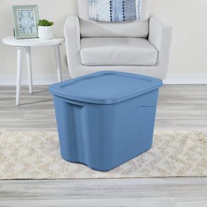 1 bac de rangement en plastique bleu clair de 18 gallons avec couvercle à clipser, modèle D0100XF7YMG - Product Image 3