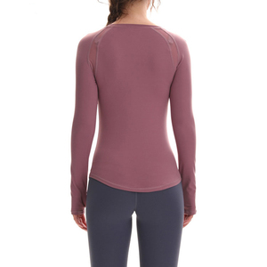 Women's Seamless Long Sleeve Sports <b>Top</b> Breathable Stretch Athletic Tee Slim Fit Gym Workout Shirt - Product Image 3