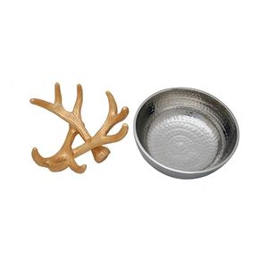 Round White Metal Bowl on Golden Brass Stem Stand for Chips <b>Dips</b> Snacks Decorative Serveware Tableware Home Hotel Restaurant - Product Image 3