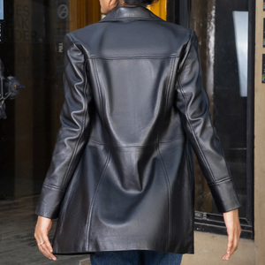 New Design OEM Custom Warm Women Genuine Leather Waterproof Breathable Long Coat In Wholesale High Quality - Product Image 2