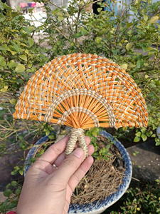 Eco Friendly Seagrass Handfan Woven Wicker Braid <b>Fan</b> Natural Palm Leaf Style <b>Handheld</b> <b>Fan</b> For Summer Wedding Favors Pack - Product Image 3