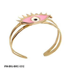 Brazalete de latón hecho a mano con esmalte rosa, diseño de ojo, ajustable, resistente al deslustre, talismán, joyería para mujer, aniversario - Product Image 4