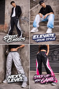 Pantalon de survêtement ample en polyester imperméable et coupe-vent pour homme, avec logo brodé personnalisé et passepoil tendance de haute qualité - Product Image 6