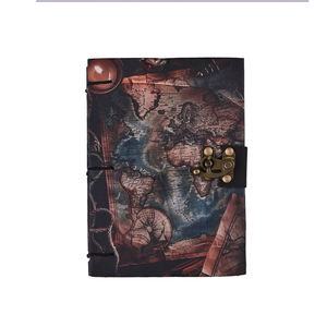 <b>A5</b> Vintage Map Handmade Journal | Eco Friendly Hardcover Lock Diary <b>Notebook</b> with Antique Travel Artwork Design Gift Collections - Product Image 1