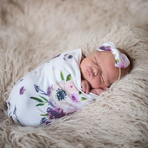 Floral Cotton Baby Swaddle <b>Blanket</b> Wearable Pastoral Pattern Soft White Pink Green Print Newborn Wrap Swaddle <b>Blanket</b> - Product Image 2