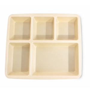 Plato de Melamina 100% Pura con 5 Compartimentos, Bandeja para Servir Alimentos para Uso en Restaurantes y Servicios de Catering (13.5 x 10.4 Pulgadas) - Product Image 1