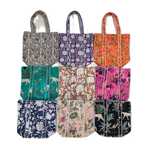 Sac messager pour femme en toile de coton réutilisable grande capacité, motif géométrique, fermeture éclair portable, logo personnalisé, écologique - Product Image 5
