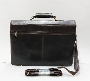 Genuine Leather Briefcase Brown Business <b>Laptop</b> <b>Bag</b> with Shoulder Strap Durable Office Messenger - Product Image 2